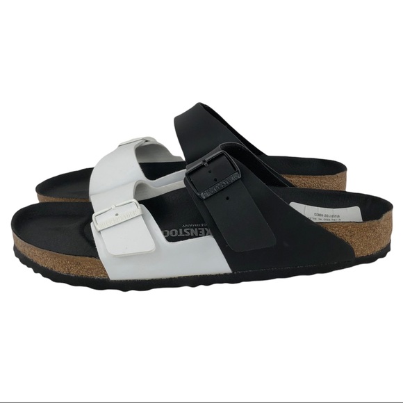 Birkenstock Arizona Split Two-Strap Black & White Sandals 🆕 - Picture 5 of 9